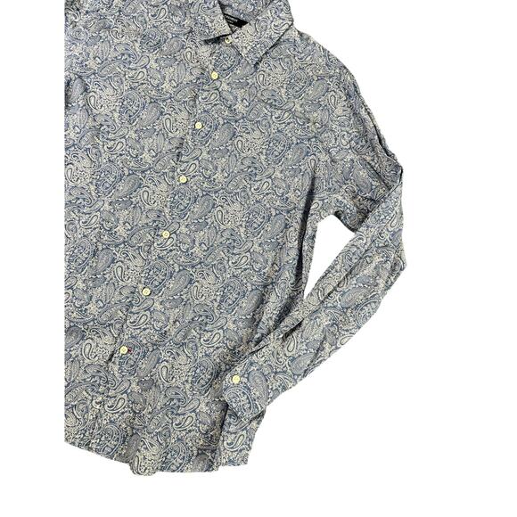 Cremieux Classics Men's Shirt L Blue Paisley Long Sleeve Button Down Cotton - Picture 6 of 10